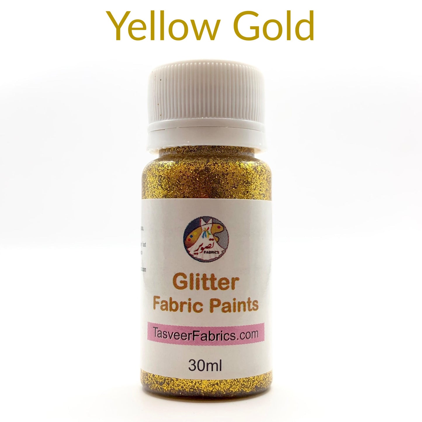 yellow gold glitter fabric paint