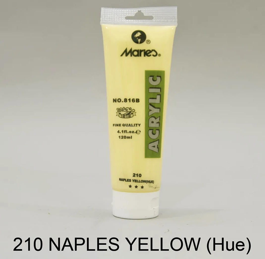 Maries acrylic paint-75ml tube-Naples Yellow Hue 210