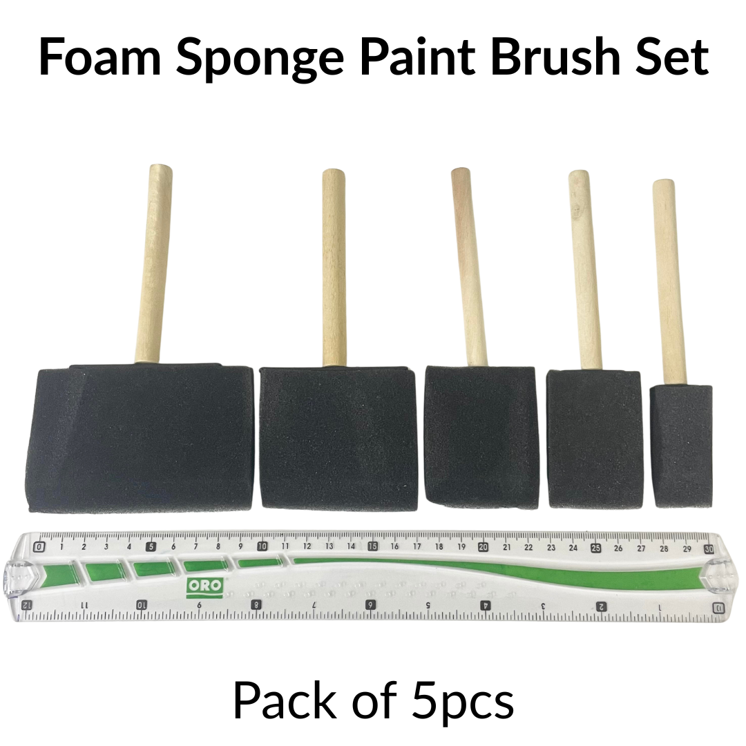 Foam Sponge Paint Brush with wood handle for block printing, painting, staining, varnishes and DIY art craft projects.