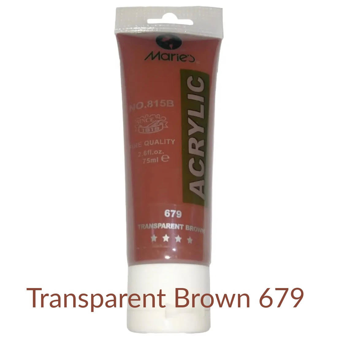 Maries acrylic paint-75ml tube- Transparent Brown 679