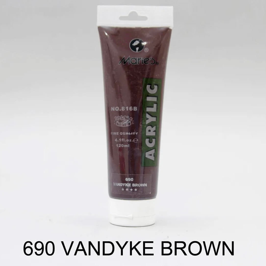 Maries acrylic paint-75ml tube- Vandyke Brown 690