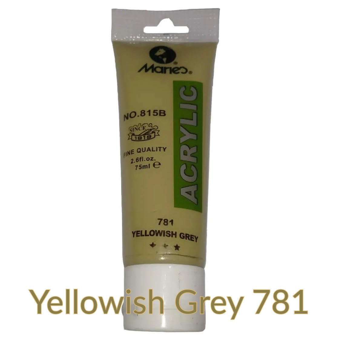 Maries acrylic paint-75ml tube- Yellowish Grey 781