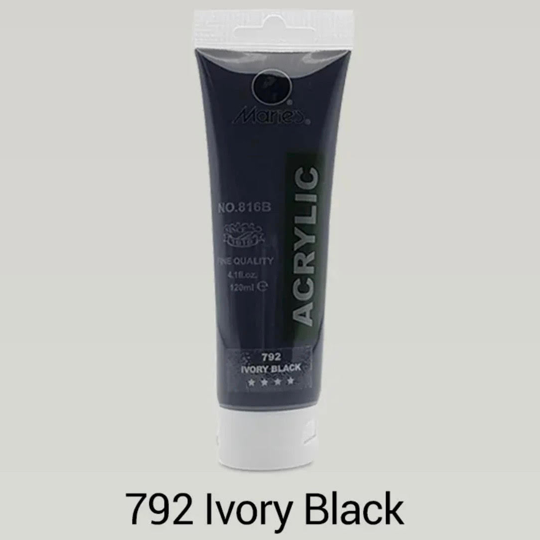 Maries acrylic paint-75ml tube- Ivory Black 792