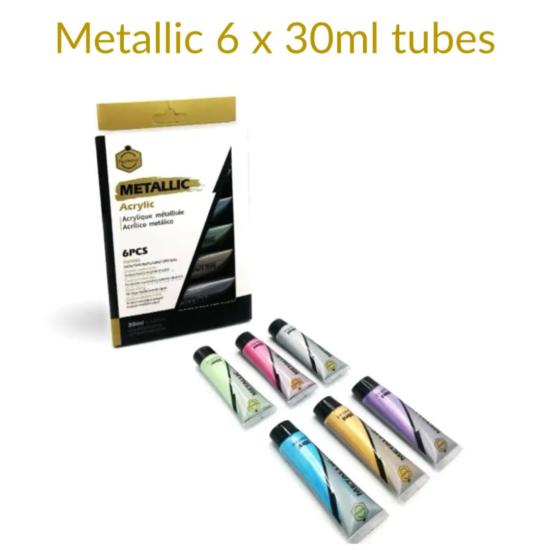 keep smiling acrylic paint metallic 6 x 30ml tubes