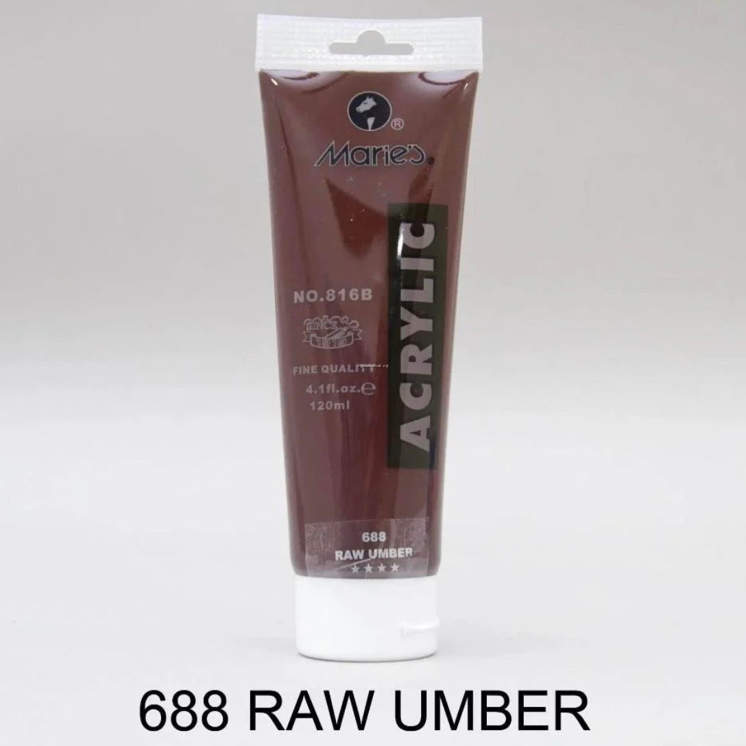 Maries acrylic paint-75ml tube- Raw Umber 688