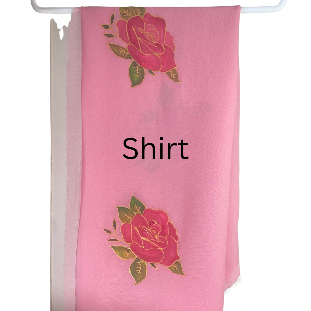 Hand-Painted Crinkle Georgette Unstitched Shirt & Dupatta – Article No. 9001