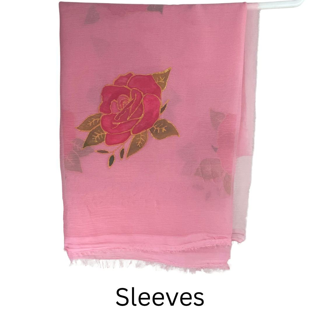 Hand-Painted Crinkle Georgette Unstitched Shirt & Dupatta – Article No. 9001