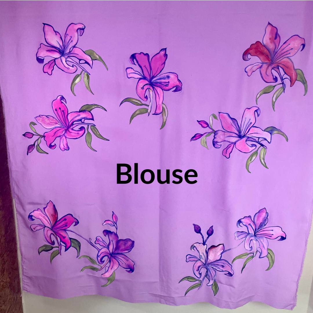 Hand-Painted China Silk Unstitched Sari - Article No. 9005