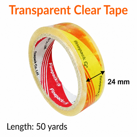 Transparent Clear Tape – 1 inch (24 mm x 50 yds)