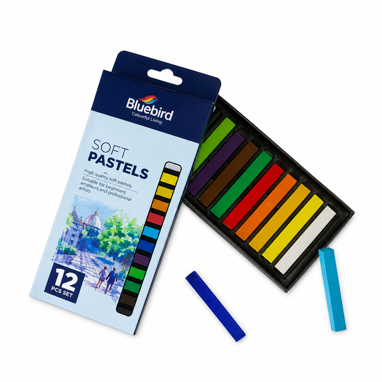 Bluebird Soft Pastels Set of 12 Colors – High Quality Art Pastels for Drawing, Sketching & Artists
