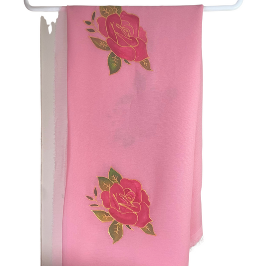 Hand-Painted Crinkle Georgette Unstitched Shirt & Dupatta – Article No. 9001