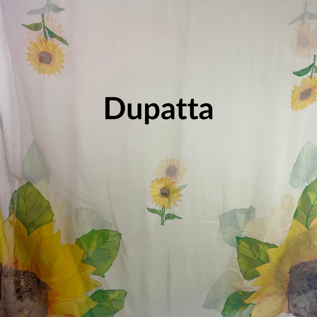 Hand-Painted Crinkle Georgette Unstitched Dupatta - Article  No. 9004