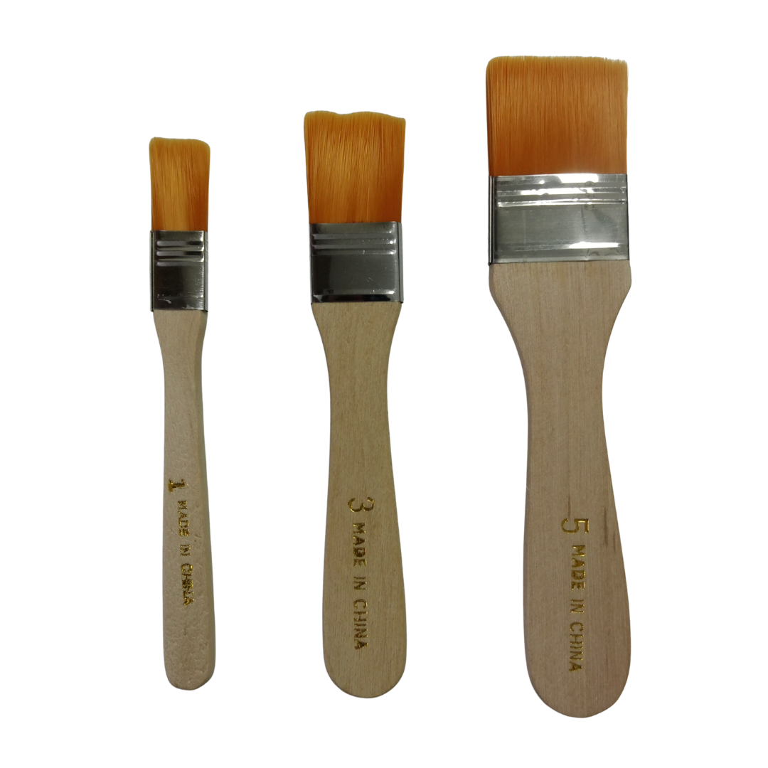 Gesso Base Paint Brush Set (Pack of 3) - wide and thin for acrylic, canvas, oil & watercolor painting
