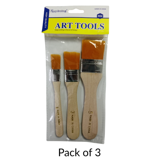 Gesso Base Paint Brush Set (Pack of 3) - wide and thin for acrylic, canvas, oil & watercolor painting