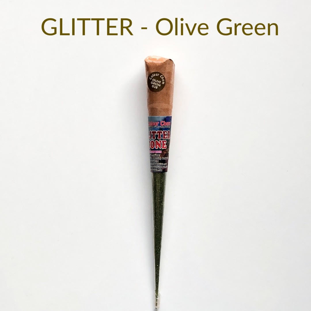 Colour Chem-Fabric Gutta Cone- GLITTER Olive Green 038-glitter