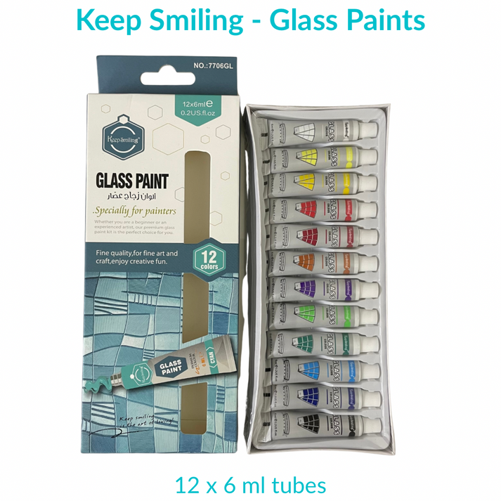 Keep smiling GLASS paints - pack of 12 (Available in different sizes ...