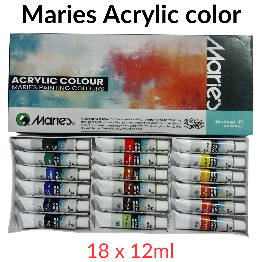 Marie’s Acrylic Colour Set – 18 x 12ml tubes