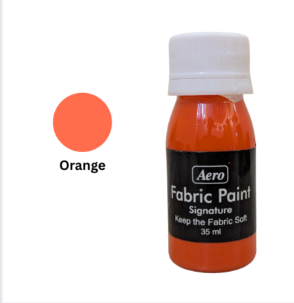 Orange fabric paint bottle with 'Aero' branding on a white background
