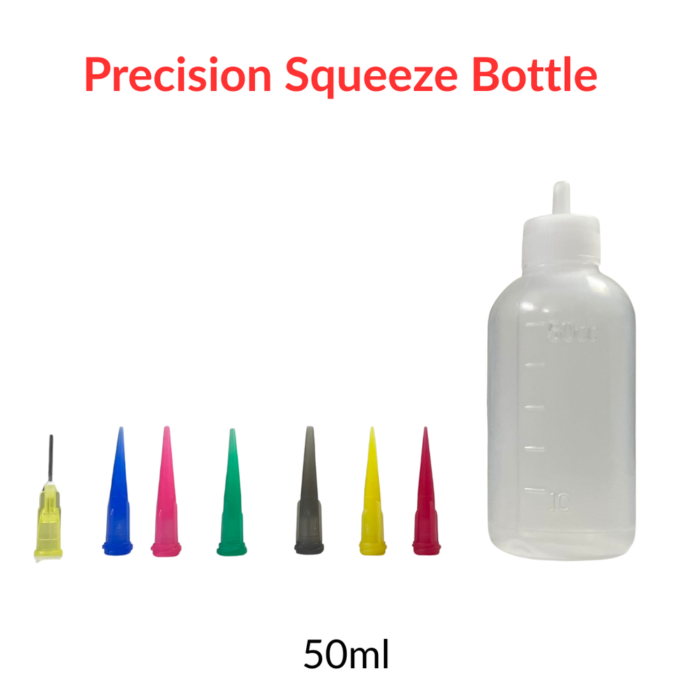 Multi-Purpose Precision Squeeze Bottle (50ml) with 7 Interchangeable N ...