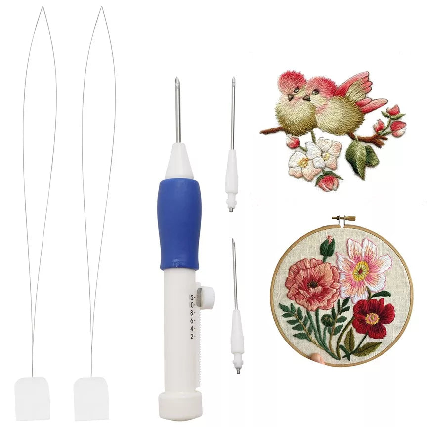 3D Embroidery Punch Needle Kit – Adjustable Needle Set with Multiple Tips for DIY Crafting