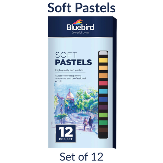Bluebird Soft Pastels Set of 12 Colors – High Quality Art Pastels for Drawing, Sketching & Artists