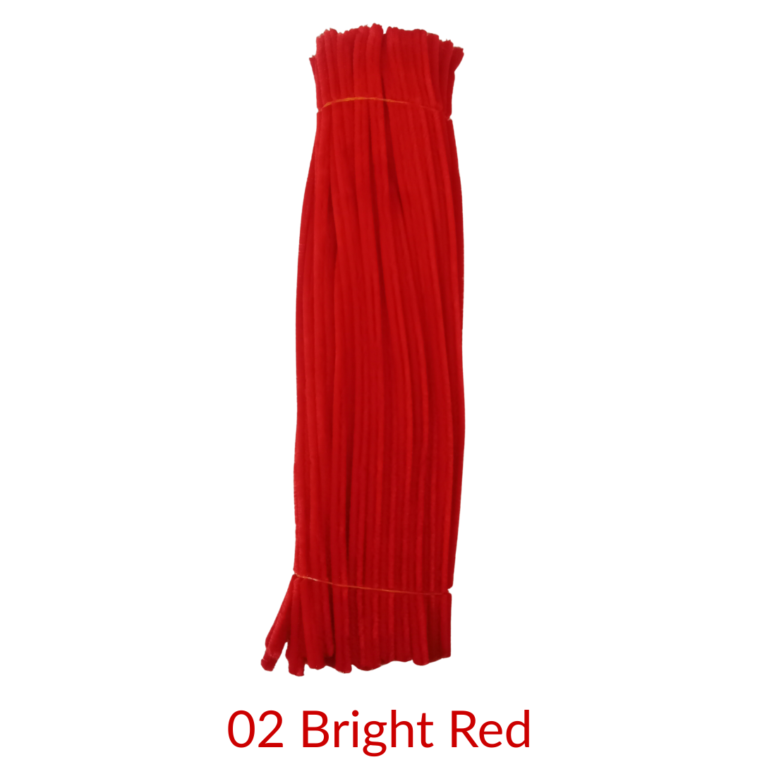 Multicoloured velvet twist sticks for craft making - Pack of 100 - pipe cleaner velvet sticks / Chenille Stems