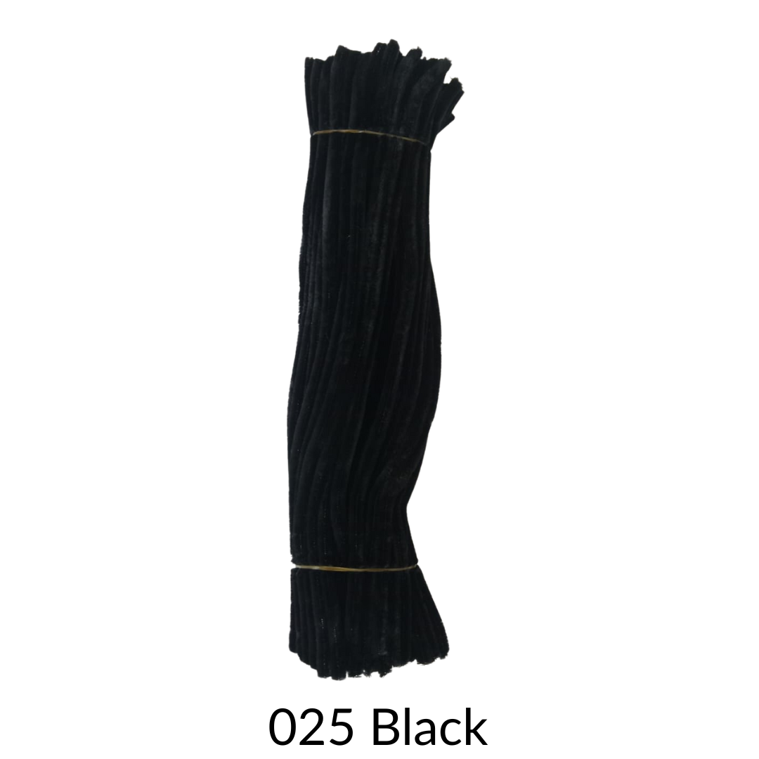 Multicoloured velvet twist sticks for craft making - Pack of 100 - pipe cleaner velvet sticks / Chenille Stems