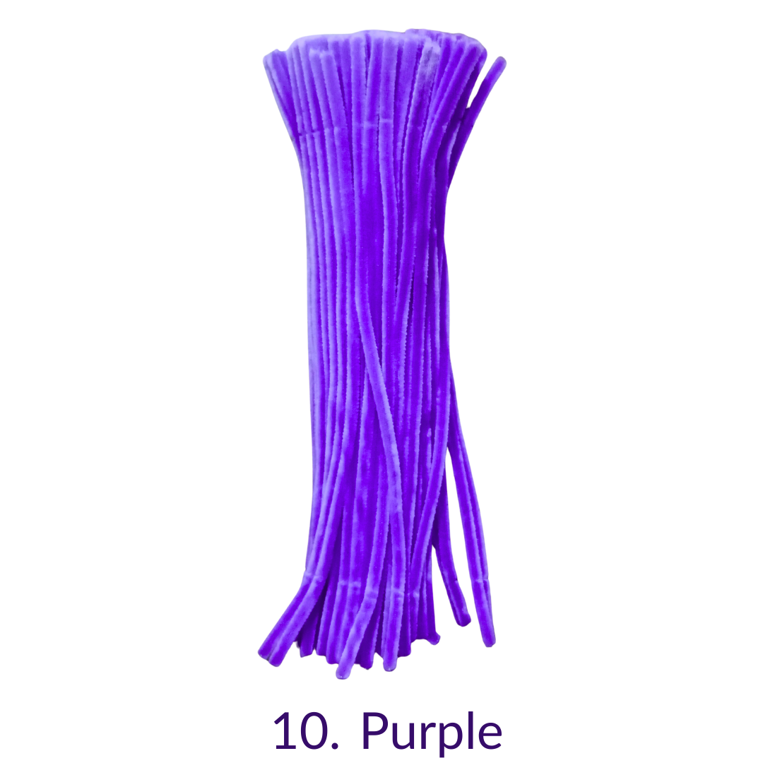 Multicoloured velvet twist sticks for craft making - Pack of 100 - pipe cleaner velvet sticks / Chenille Stems