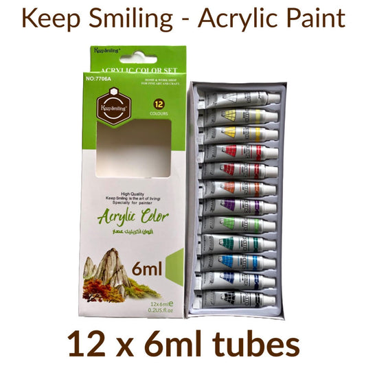 keep smiling acrylic paint 12 x 6ml tubes