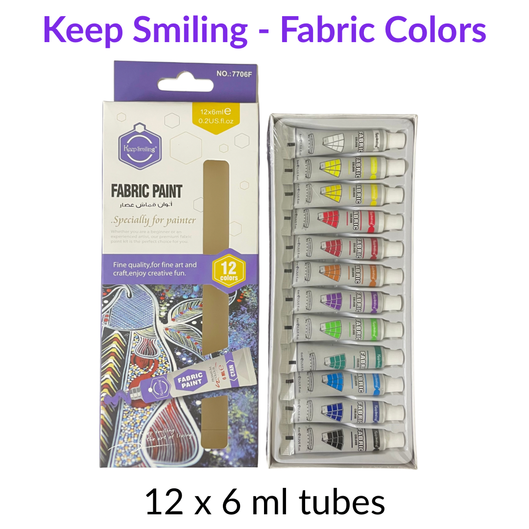 Keep Smiling fabric colour paints – Pack of 12 – Tasveer Fabrics