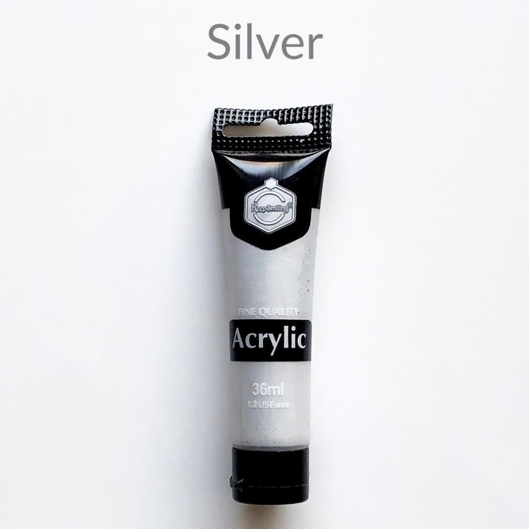 keep smiling acrylic paint 36 ml tube silver